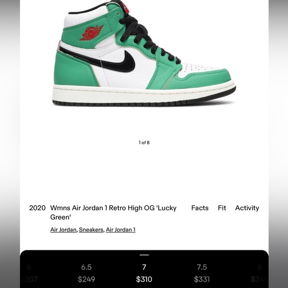 Retro Air Jordan 1 high top OG “lucky green” size 7 women’s - Picture 10 of 11